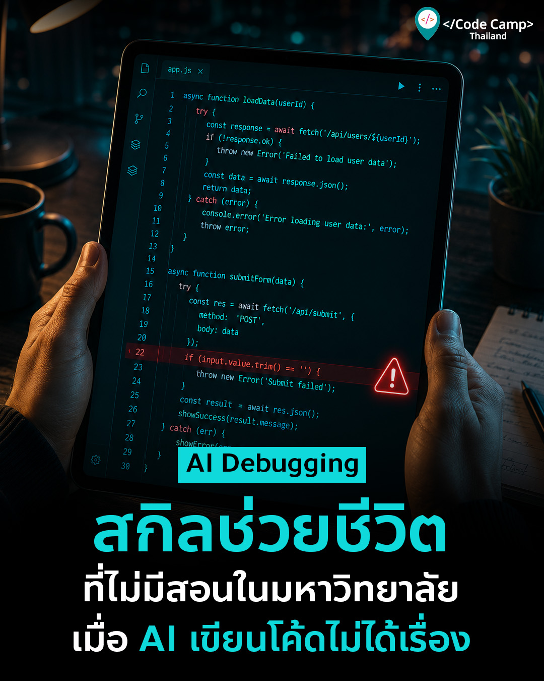“AI Debugging” สกิลช่วยชีวิตที่ไม่มีสอนในมหาวิทยาลัย เมื่อ AI เขียนโค้ดถูกแค่ 90%