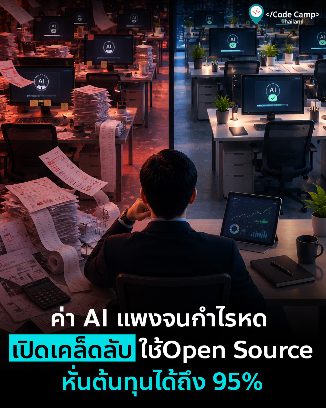 ค่า AI แพงจนกำไรหด? เปิดเคล็ดลับใช้ “Open Source” หั่นต้นทุนได้ถึง 95%… หากคุณมีรากฐานที่ถูกต้อง!